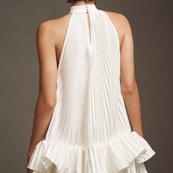 NWT L'IDÉE Soleil Halter Ruffled Pleated Tiered Mini Dress - Picture 2 of 3